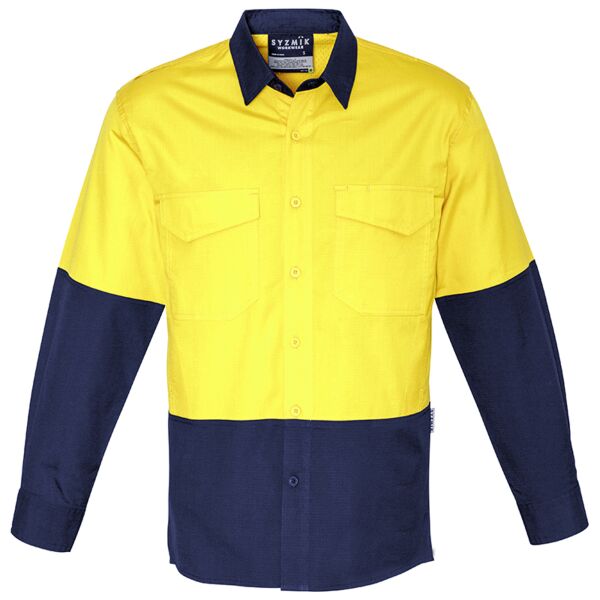 Mens Rugged Cooling Hi Vis L/S Spliced Shirt Thumbnail