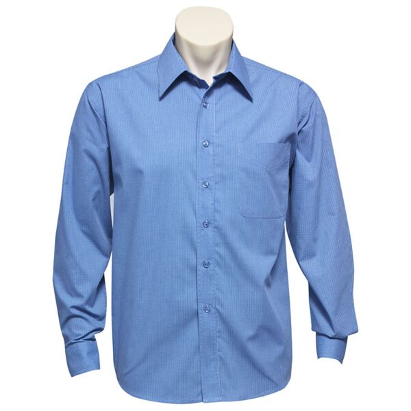 Mens Micro Check Long Sleeve Shirt Thumbnail